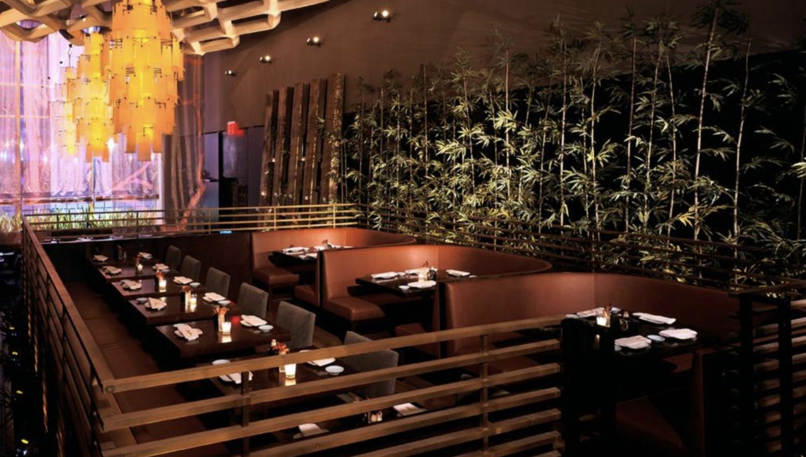 Koi's bamboo-screened dining room