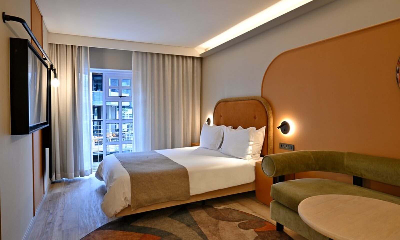 A guest room balcony looking out over the V&A Waterfront canal district