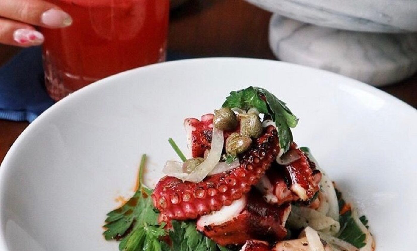 A grilled octopus salad