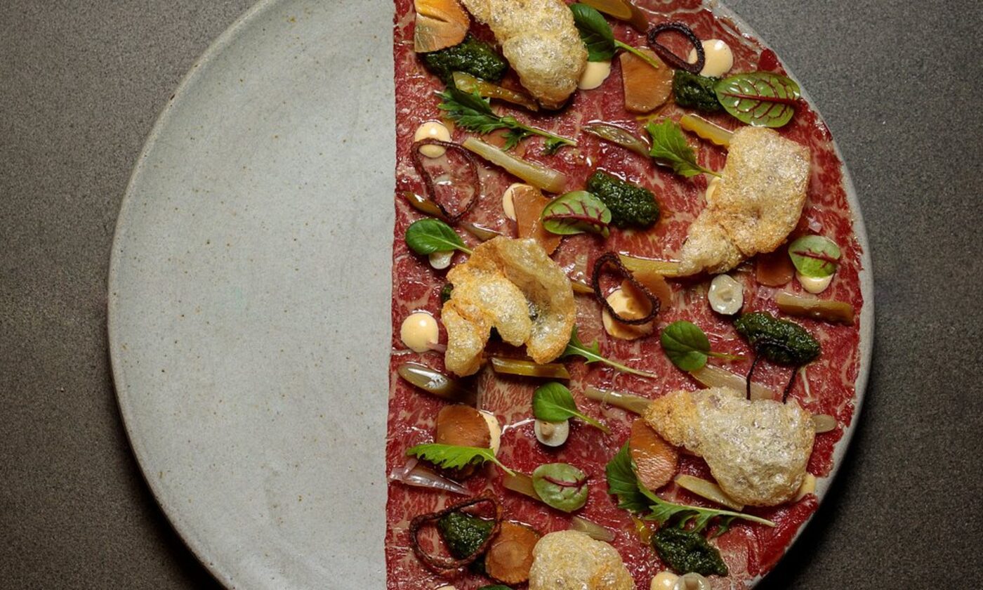 A beef carpaccio dish from the hotel restaurant