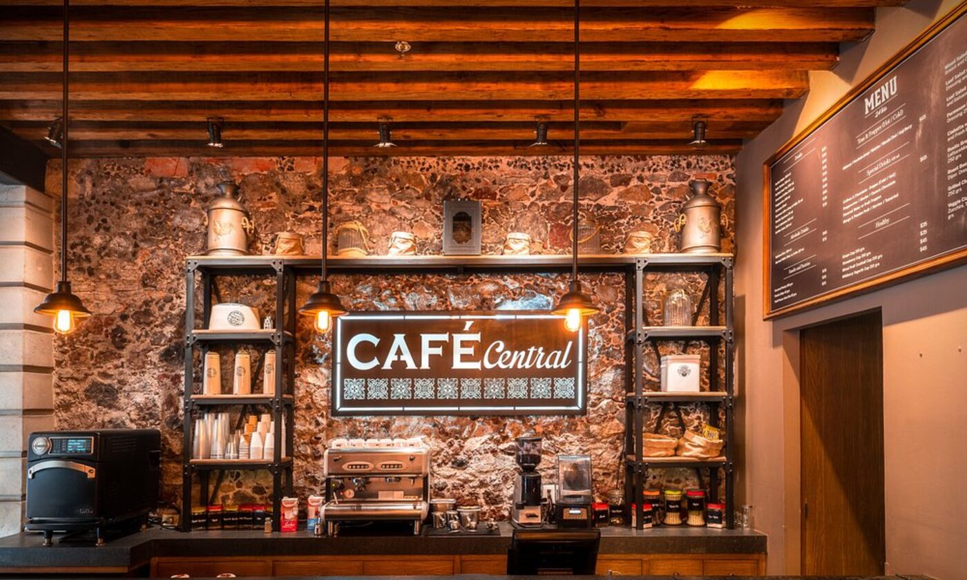 Café Central's counter with espresso bar