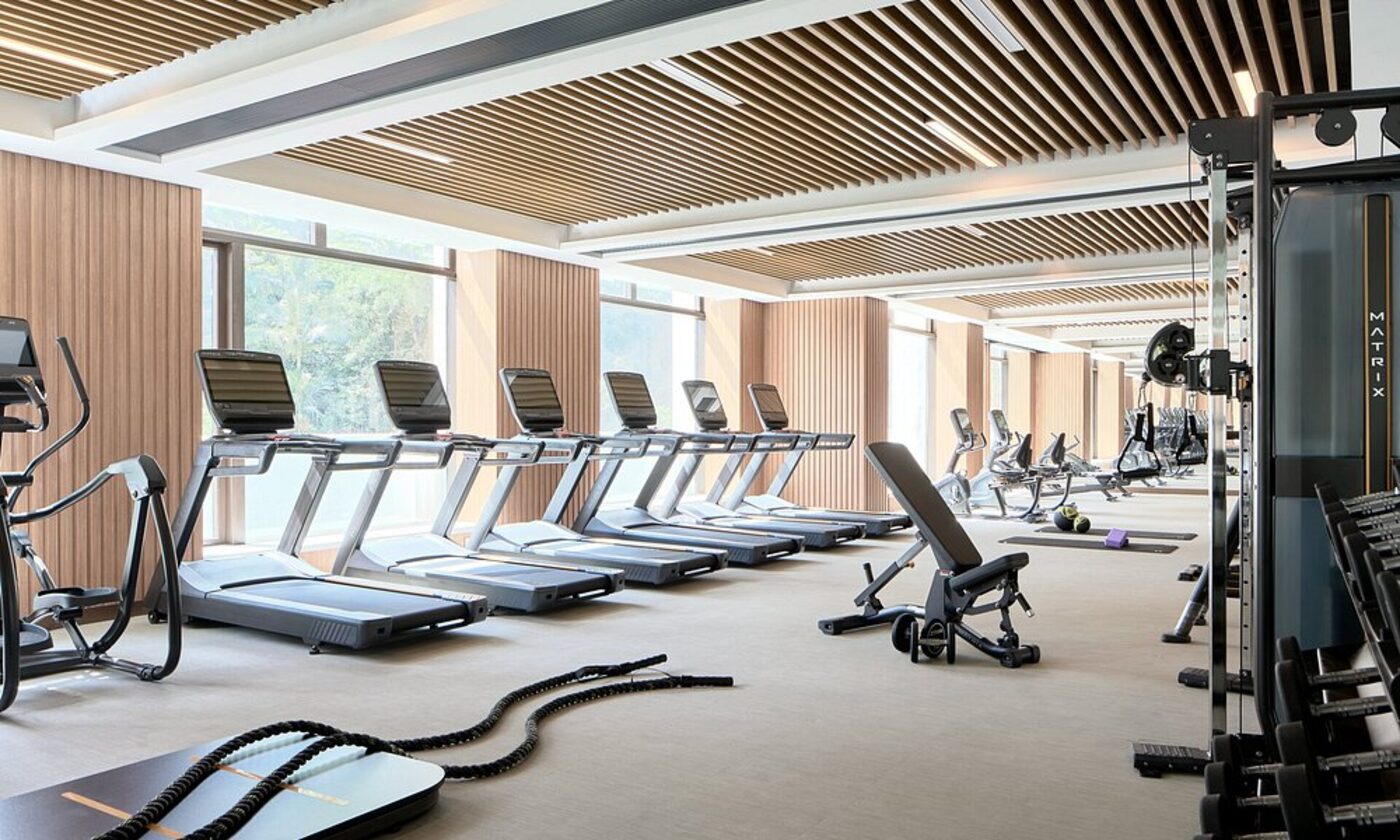 Fitness centre with city-facing windows