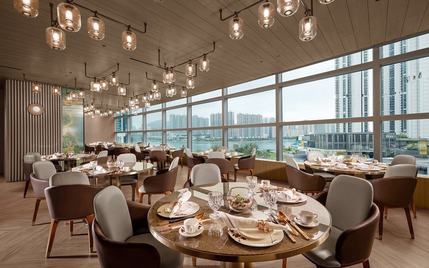 A restaurant with harbour views