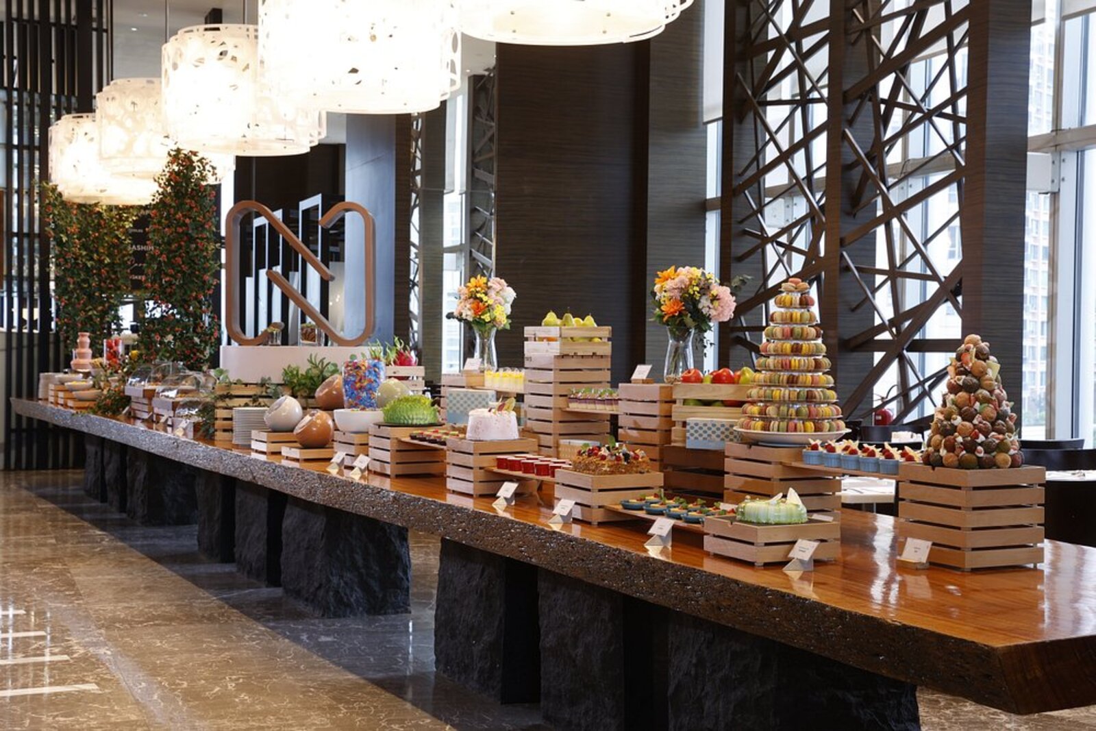 An abundant buffet spread at Nina Hotel Tsuen Wan West