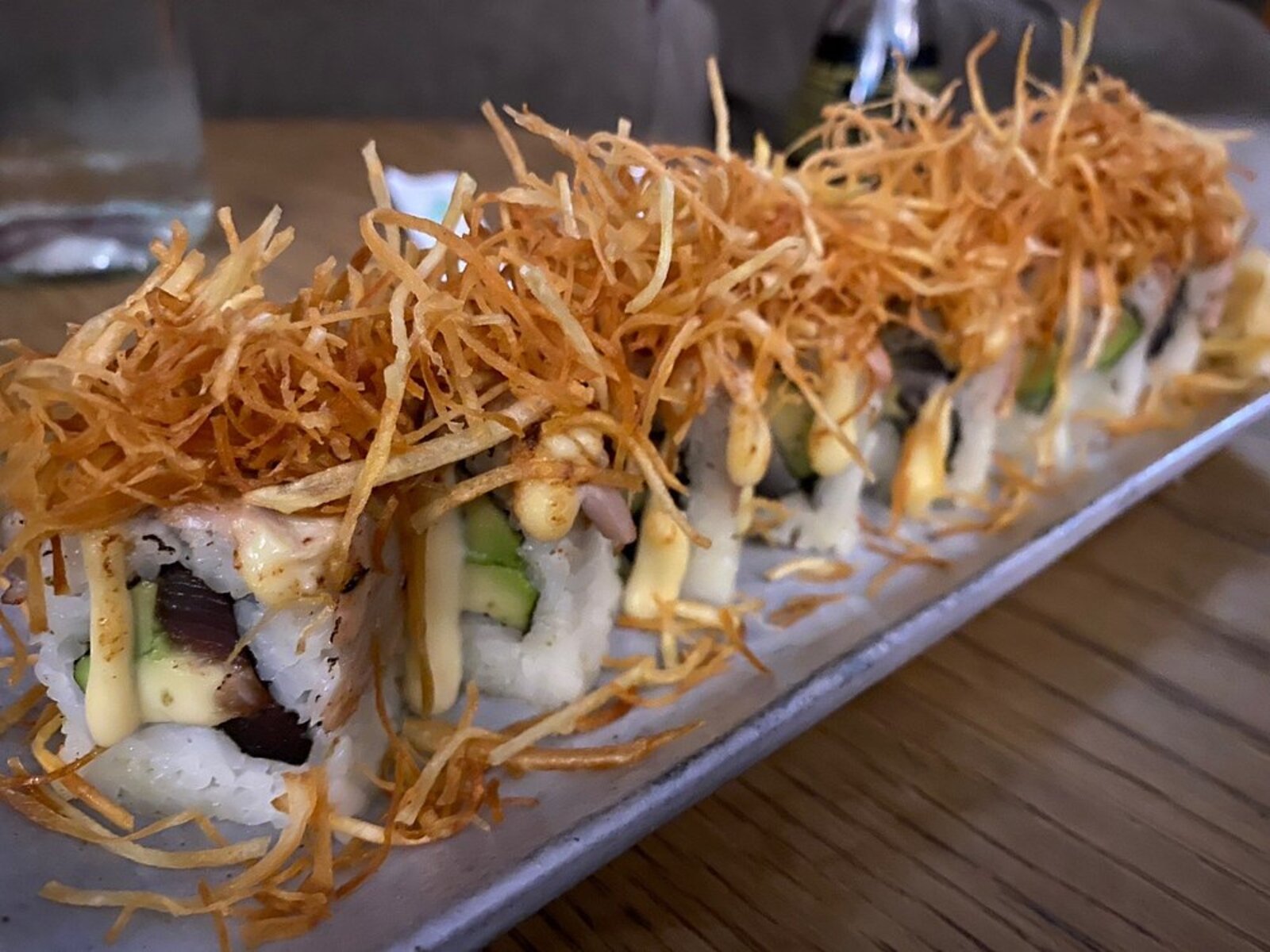 A crispy sushi roll served nearby The Onyx Hotel