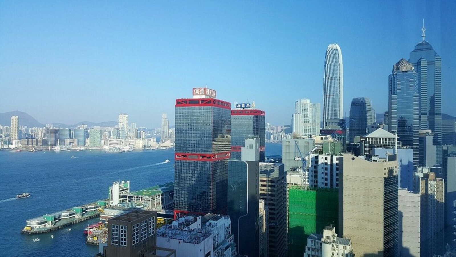 Victoria Harbour at sunset viewed from the hotel