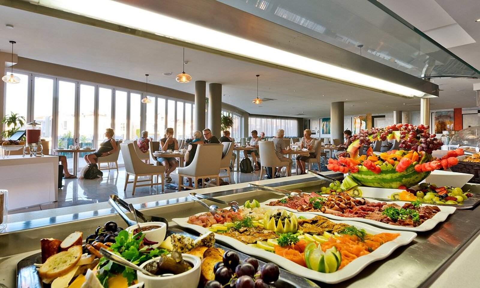 Breakfast buffet spread at Krystal Beach Hotel